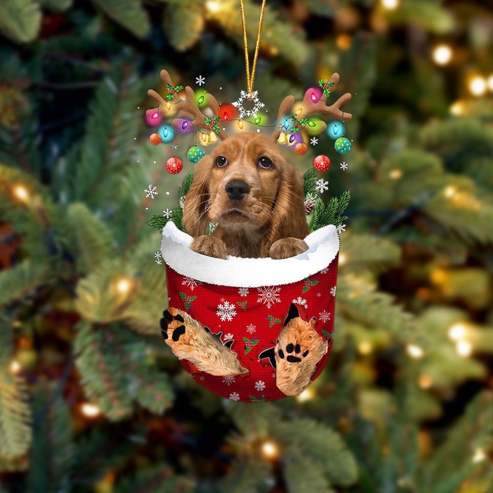 English Cocker Spaniel In Snow Pocket Ornament