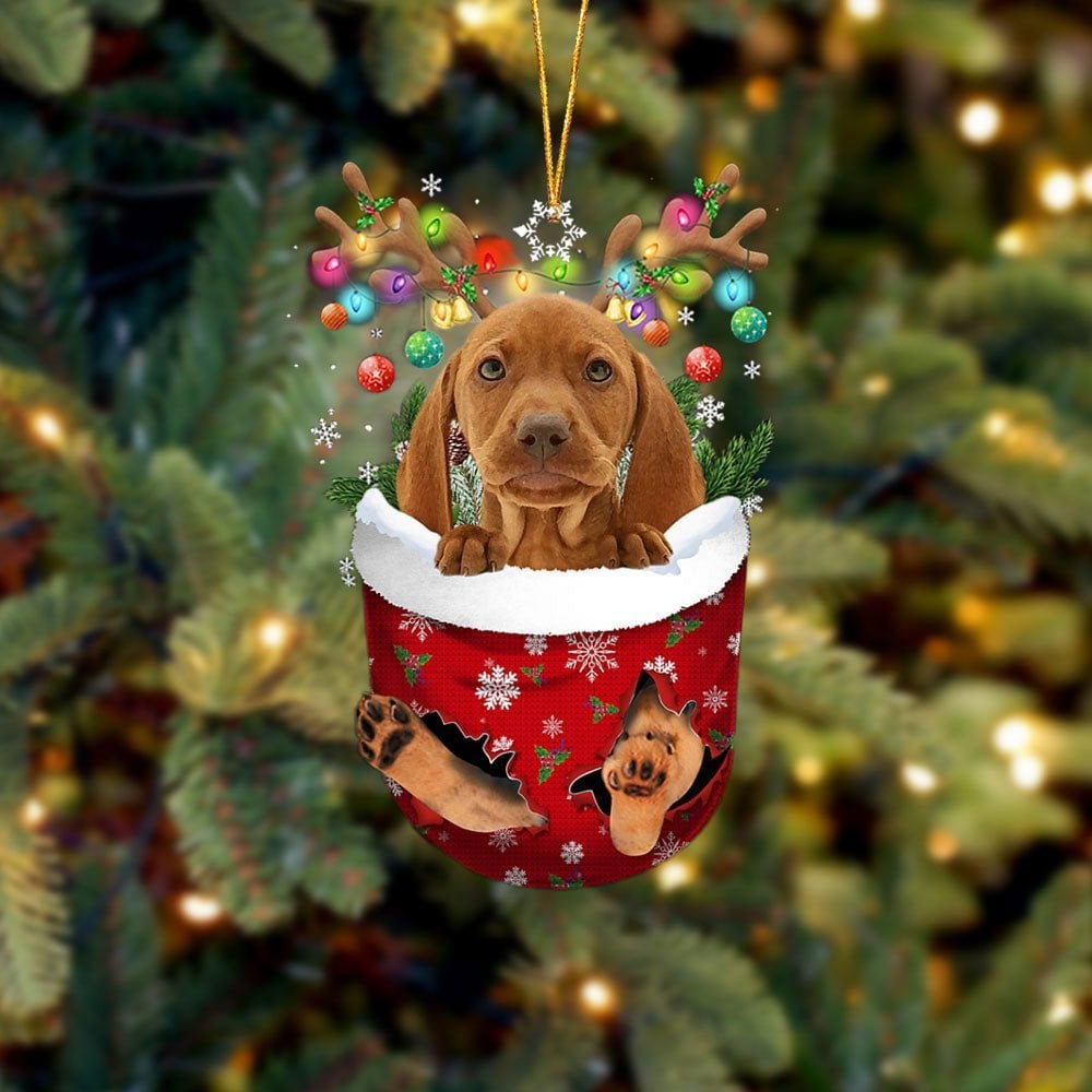 Vizsla In Snow Pocket Ornament