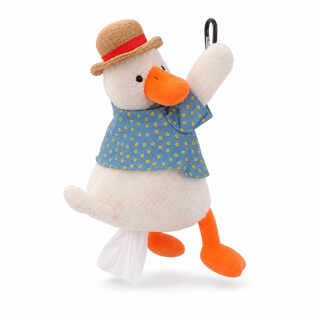 📢📢 50% OFF🧻Cute Plush Duck Car Tissue Holder – Hanging Cartoon Animal Tissue Dispenser for Car Interior Decor