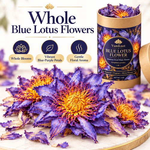 YumKnot Blue Lotus Flower Tea, Whole Dried Flowers
