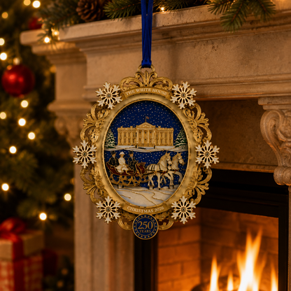 White House Snowy Christmas Night Ornament – USA 250th Anniversary Commemorative Keepsake