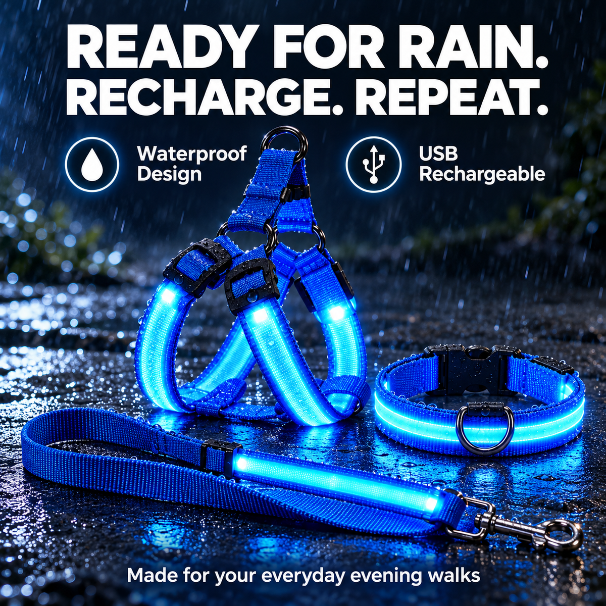 Complete LED Nighttime Walking Set for Pets
