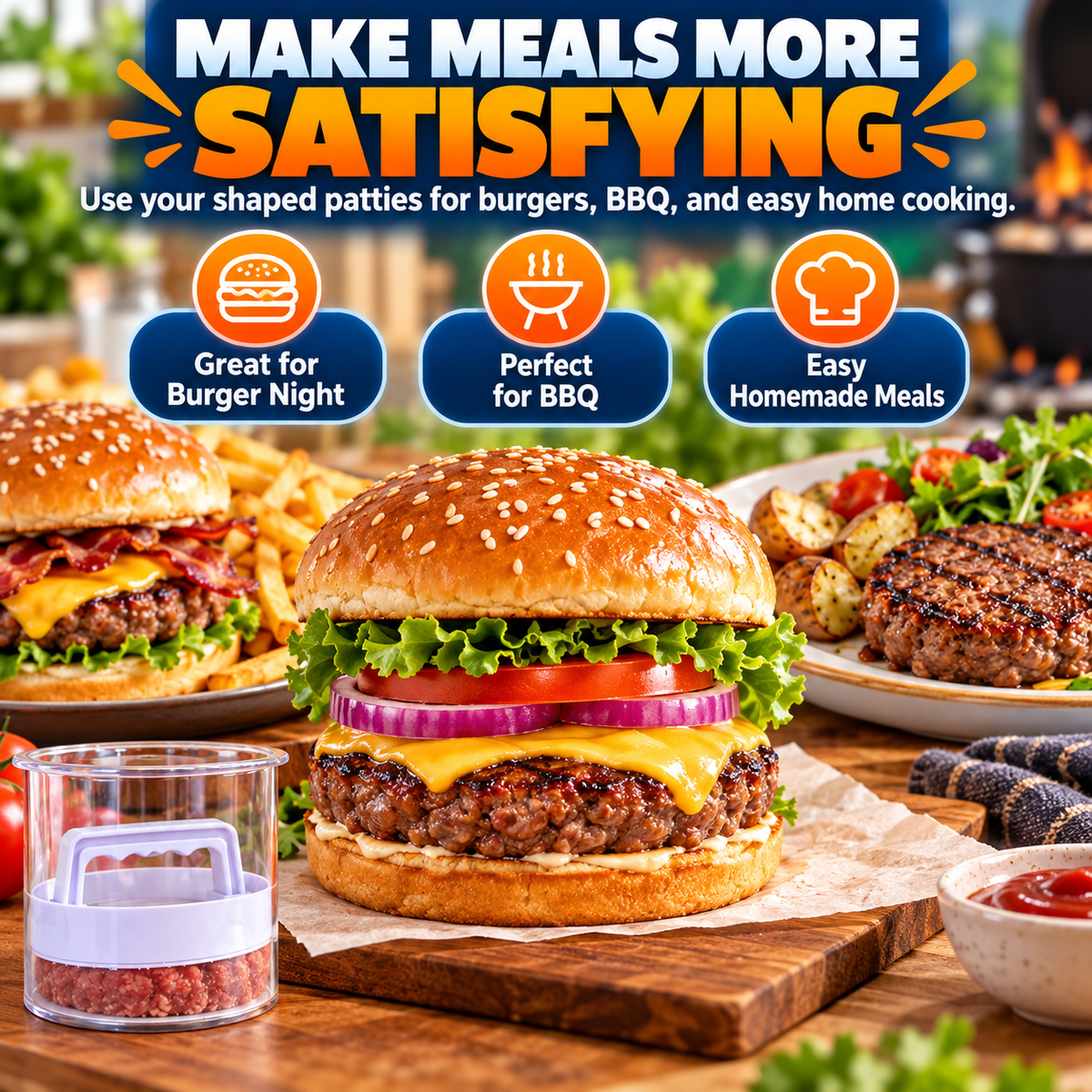 Burger Patty Press—Easily shape patties by hand🍔