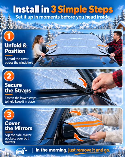 🚗All-Season Magnetic Windshield Cover – ❄️Snow, Frost & Sun Protection