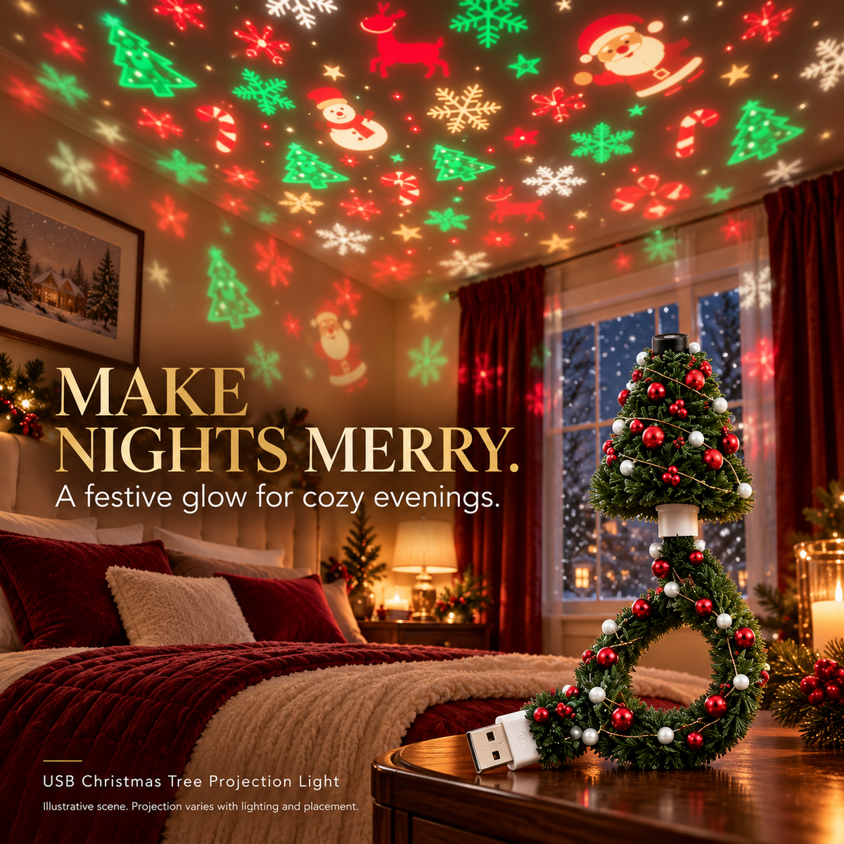 🎄A tree-inspired USB projection night light