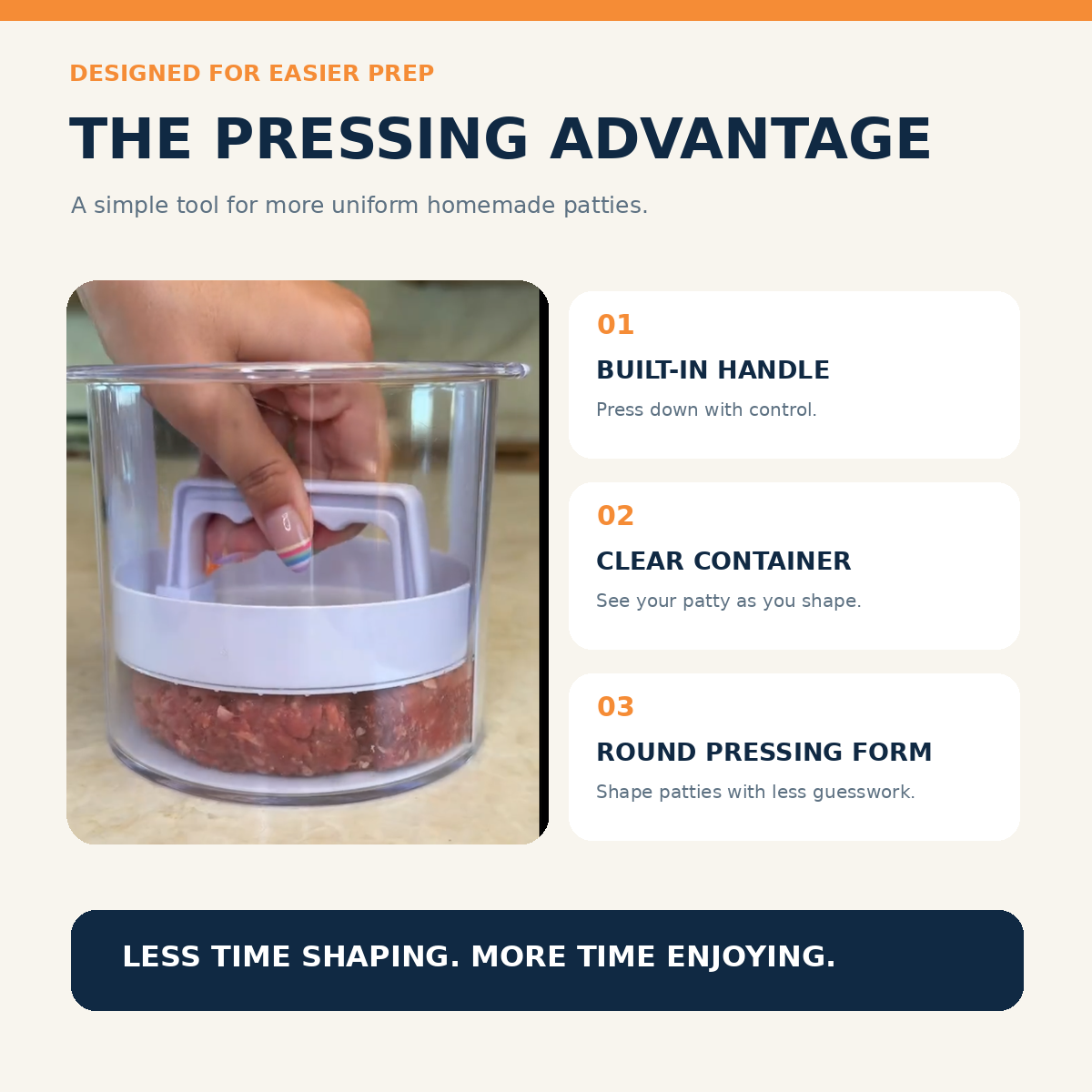 Burger Patty Press—Easily shape patties by hand🍔