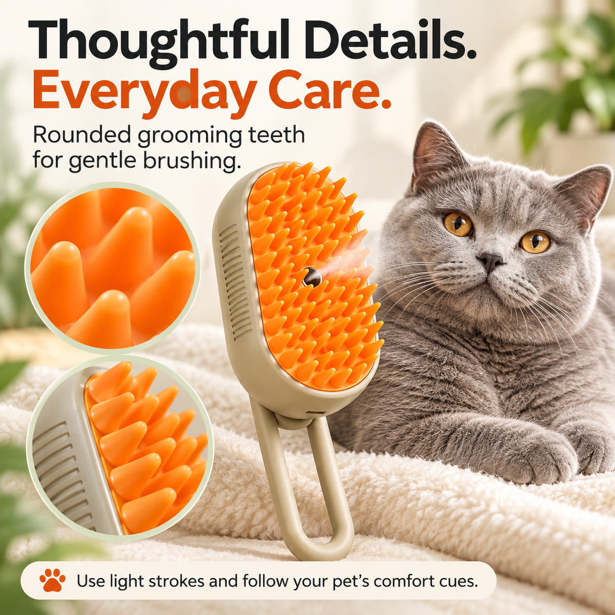 Steamy Pet Brush - 3-in-1 Grooming & Massage Comb for Cats & Dogs