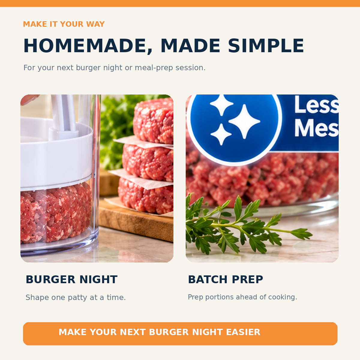 Burger Patty Press—Easily shape patties by hand🍔