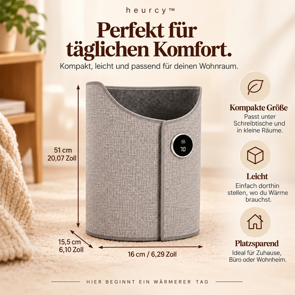 Beinwärmer mit einstellbarer Heiztemperatur