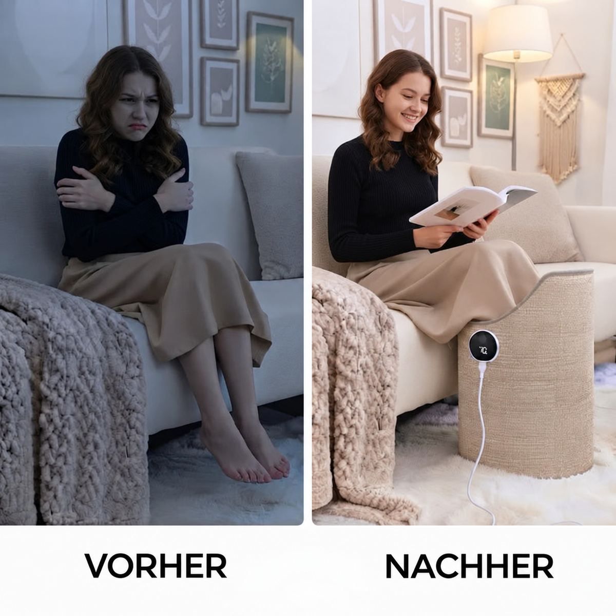 Beinwärmer mit einstellbarer Heiztemperatur