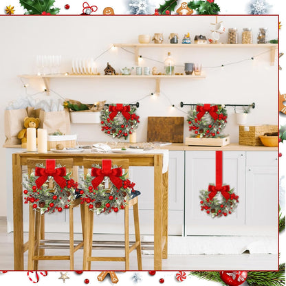 🔥Last Day 49% OFF✨6-Pack Christmas Mini Window Wreaths with Ribbon Bows & Red Berries