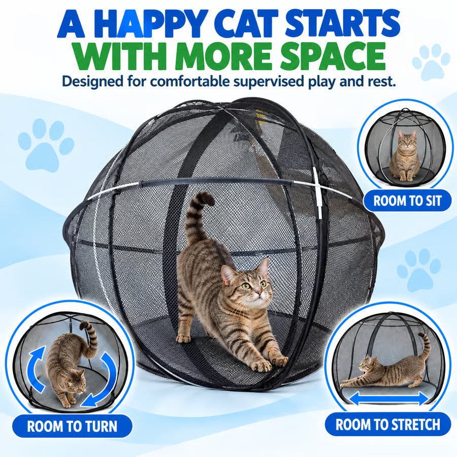 🐱🌿 FreshAir Cat Haven Cat Park – Folding Mesh Enclosure