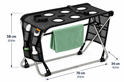 Folding Pet Grooming Hammock Quick Dry Mesh Anti-Scratch Pet Bathing Rack Multi Hole Detachable Dog Grooming Table Cat Grooming