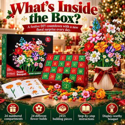 Flower Bouquet Advent Calendar – 24-Day Building Block Flower Set🌺🤭