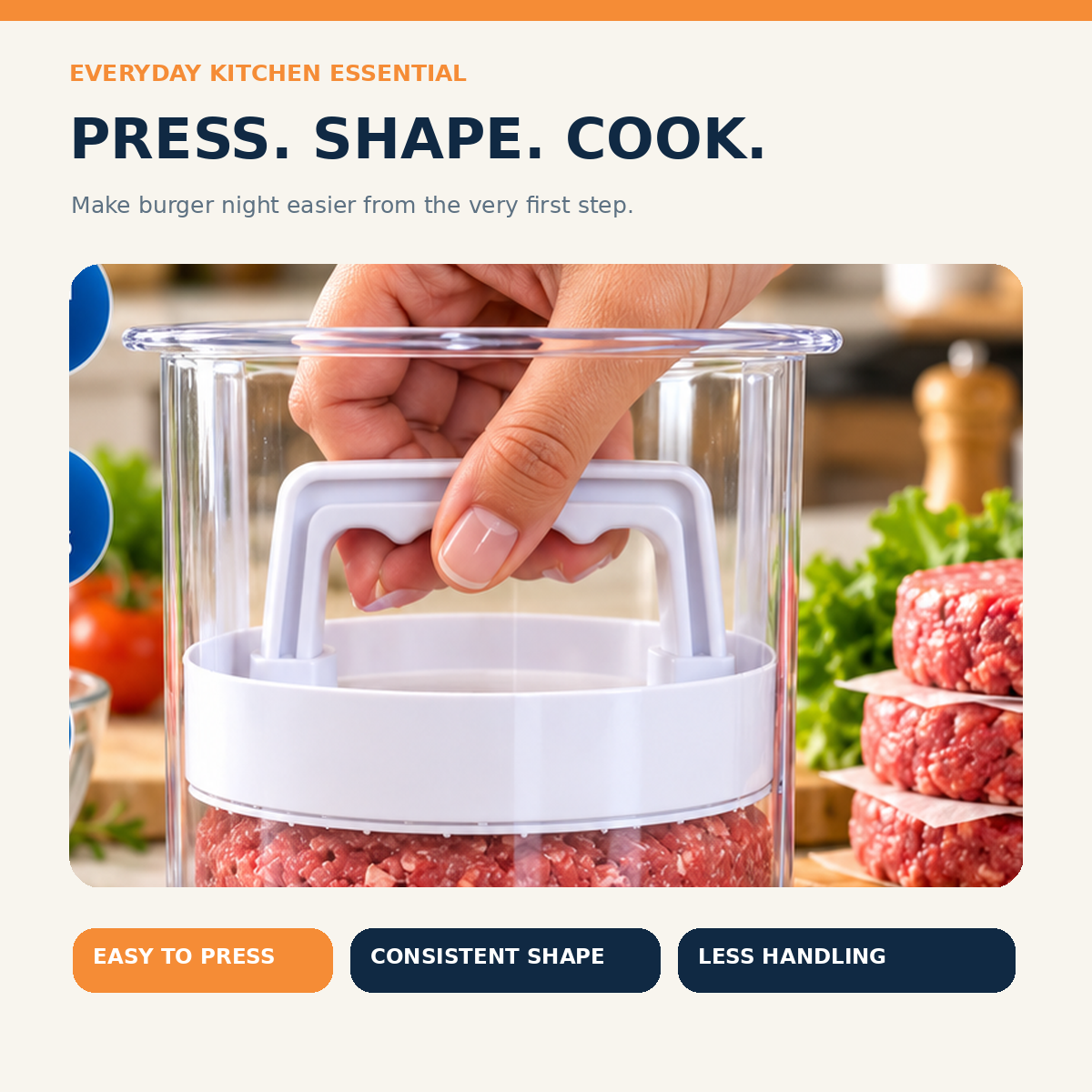 Burger Patty Press—Easily shape patties by hand🍔