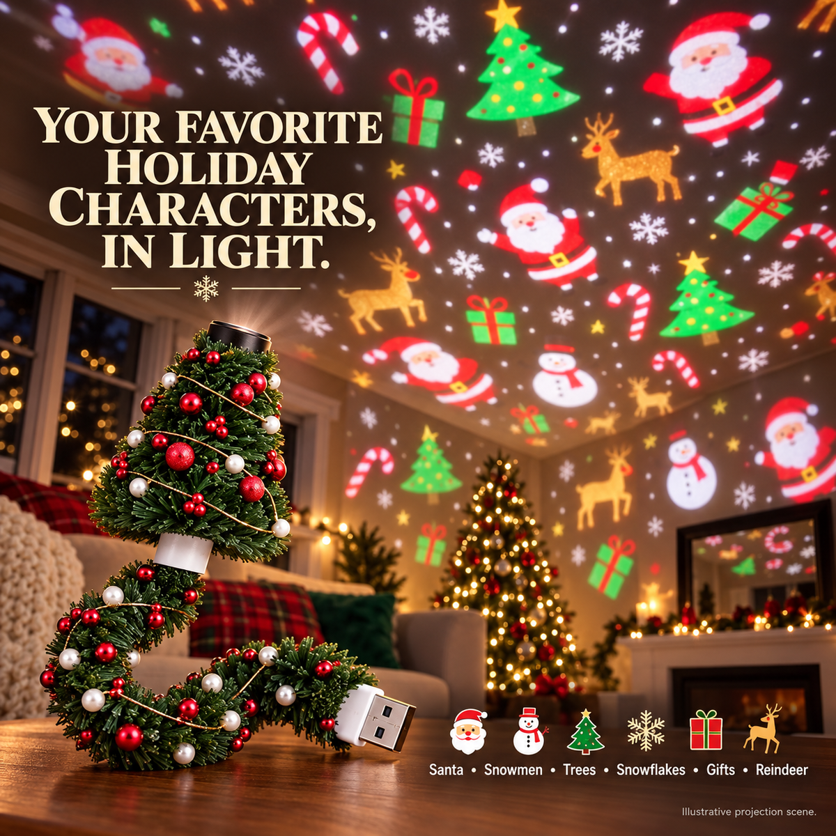 🎄A tree-inspired USB projection night light