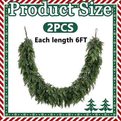 ✨LAST DAY ONLY 49% OFF🔥6 Ft 2Pcs Realistic Artificial Cedar Pine Garland