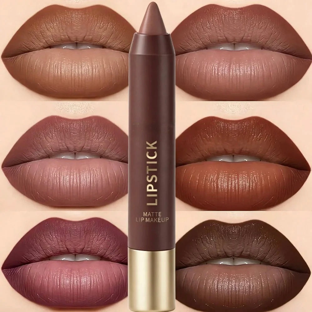 💄6pcs/set Long-lasting Matte Brown Lipstick