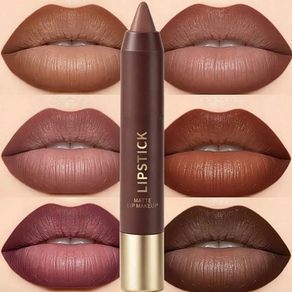 💄6pcs/set Long-lasting Matte Brown Lipstick
