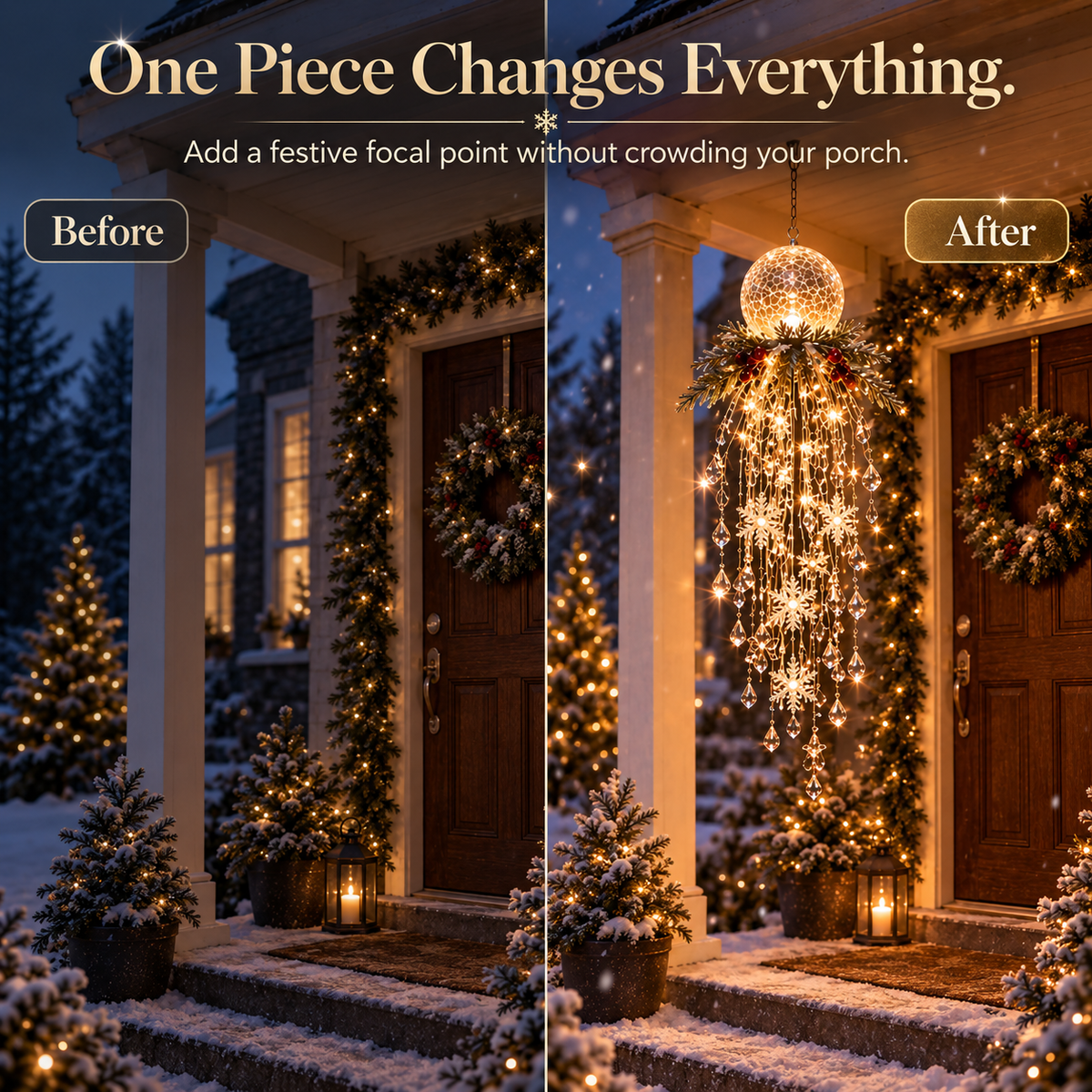 🔥 50% OFF Today 🎅 Christmas Hanging Snowflake & Crystal LED Light | Magical Porch Glow ✨