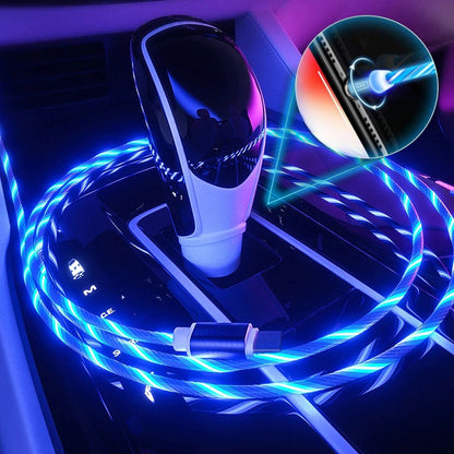 360 degree blind suction magnetic streamer charging cable(Equipped with three heads, suitable for Android and Apple)