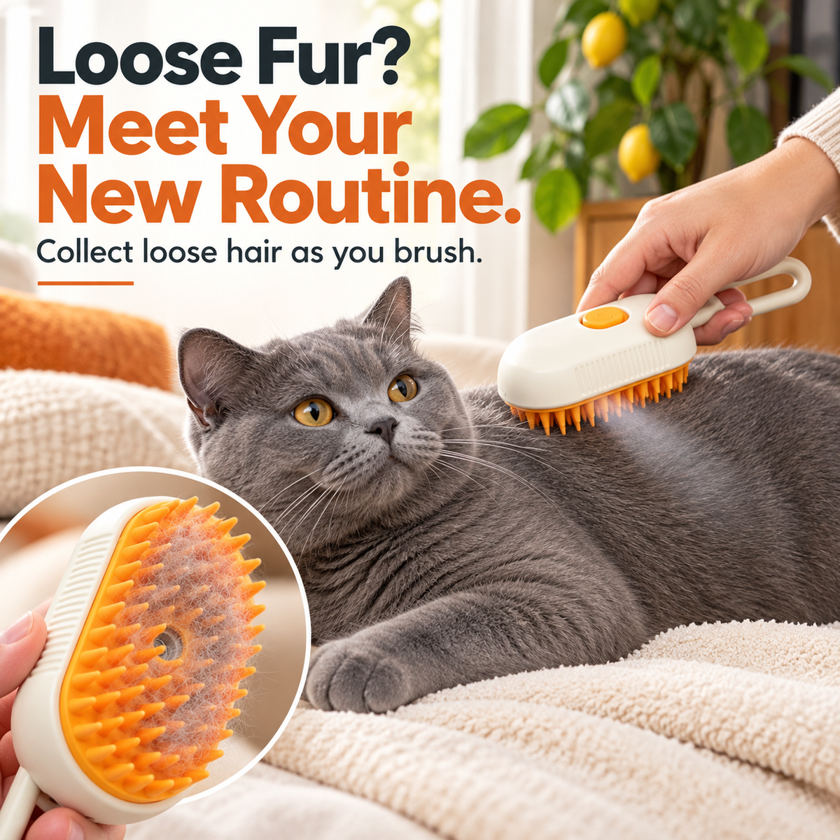 Steamy Pet Brush - 3-in-1 Grooming & Massage Comb for Cats & Dogs