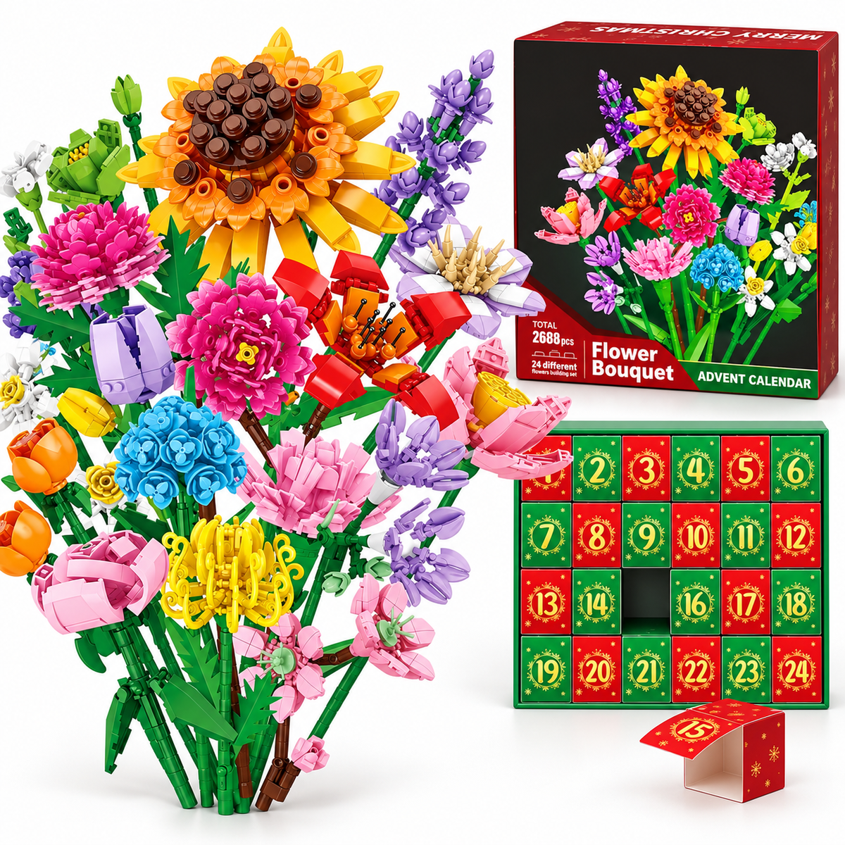 Flower Bouquet Advent Calendar – 24-Day Building Block Flower Set🌺🤭