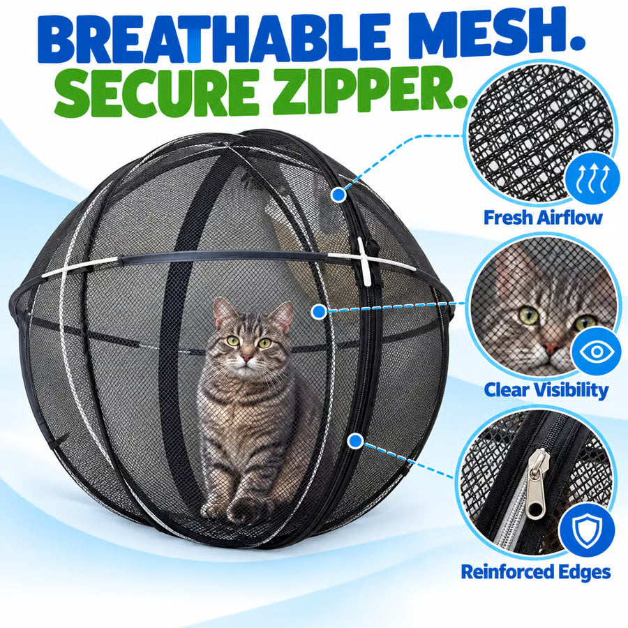 🐱🌿 FreshAir Cat Haven Cat Park – Folding Mesh Enclosure