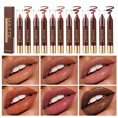 💄6pcs/set Long-lasting Matte Brown Lipstick
