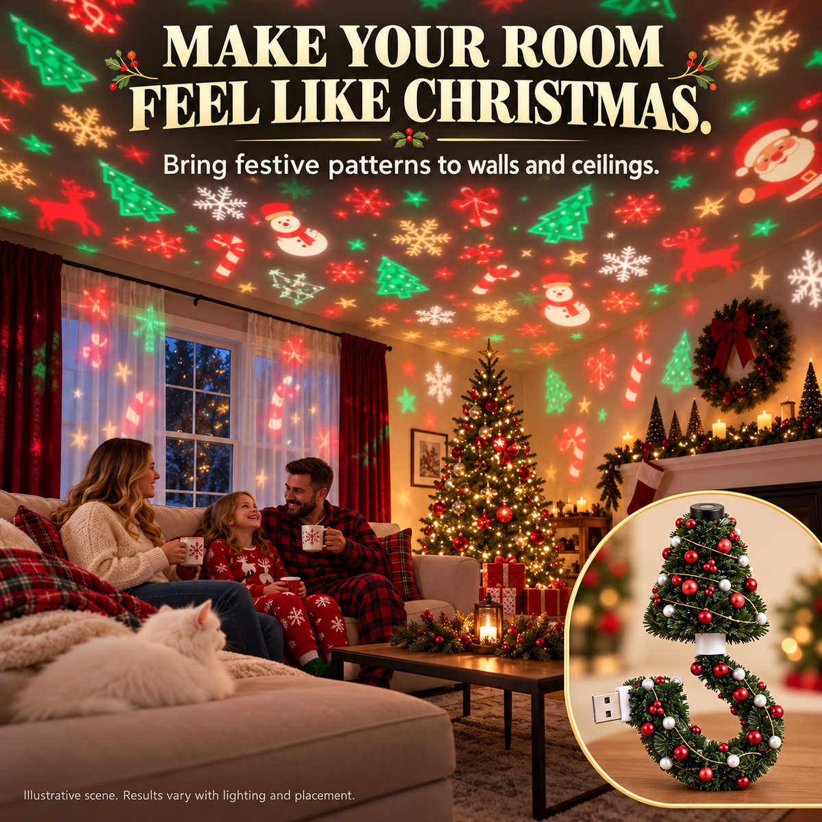 🎄A tree-inspired USB projection night light
