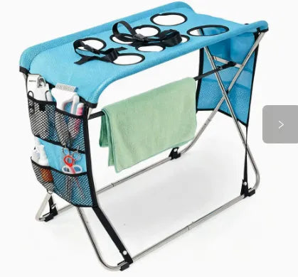 Folding Pet Grooming Hammock Quick Dry Mesh Anti-Scratch Pet Bathing Rack Multi Hole Detachable Dog Grooming Table Cat Grooming