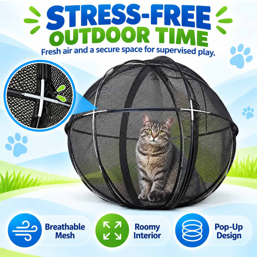 🐱🌿 FreshAir Cat Haven Cat Park – Folding Mesh Enclosure