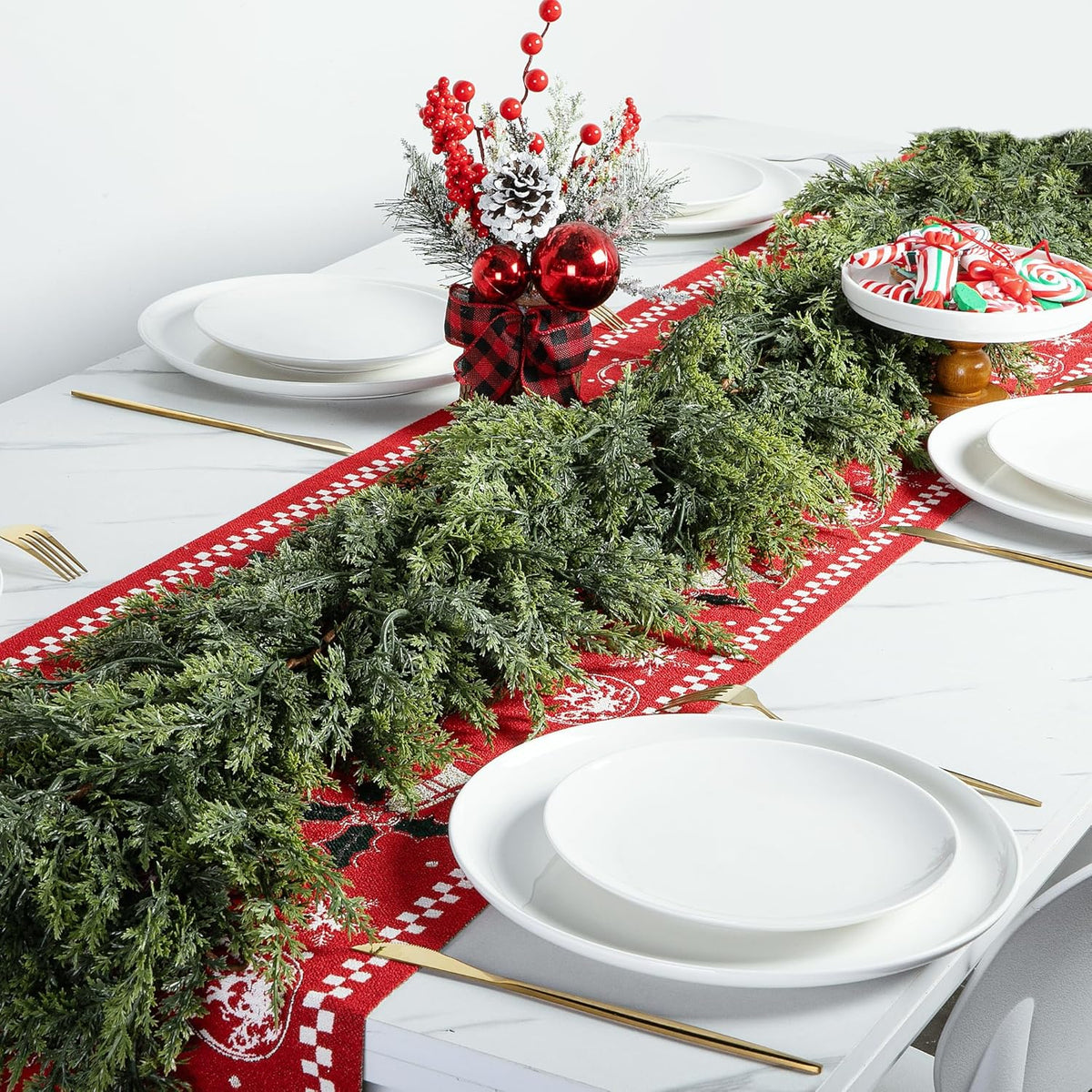 ✨LAST DAY ONLY 49% OFF🔥6 Ft 2Pcs Realistic Artificial Cedar Pine Garland