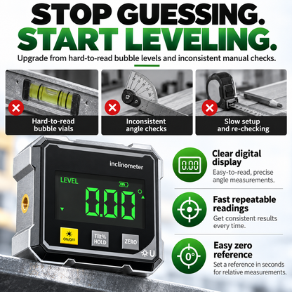 📏Rechargeable Magnetic Digital Angle Finder 📐– Inclinometer for Woodworking, Metalwork & DIY