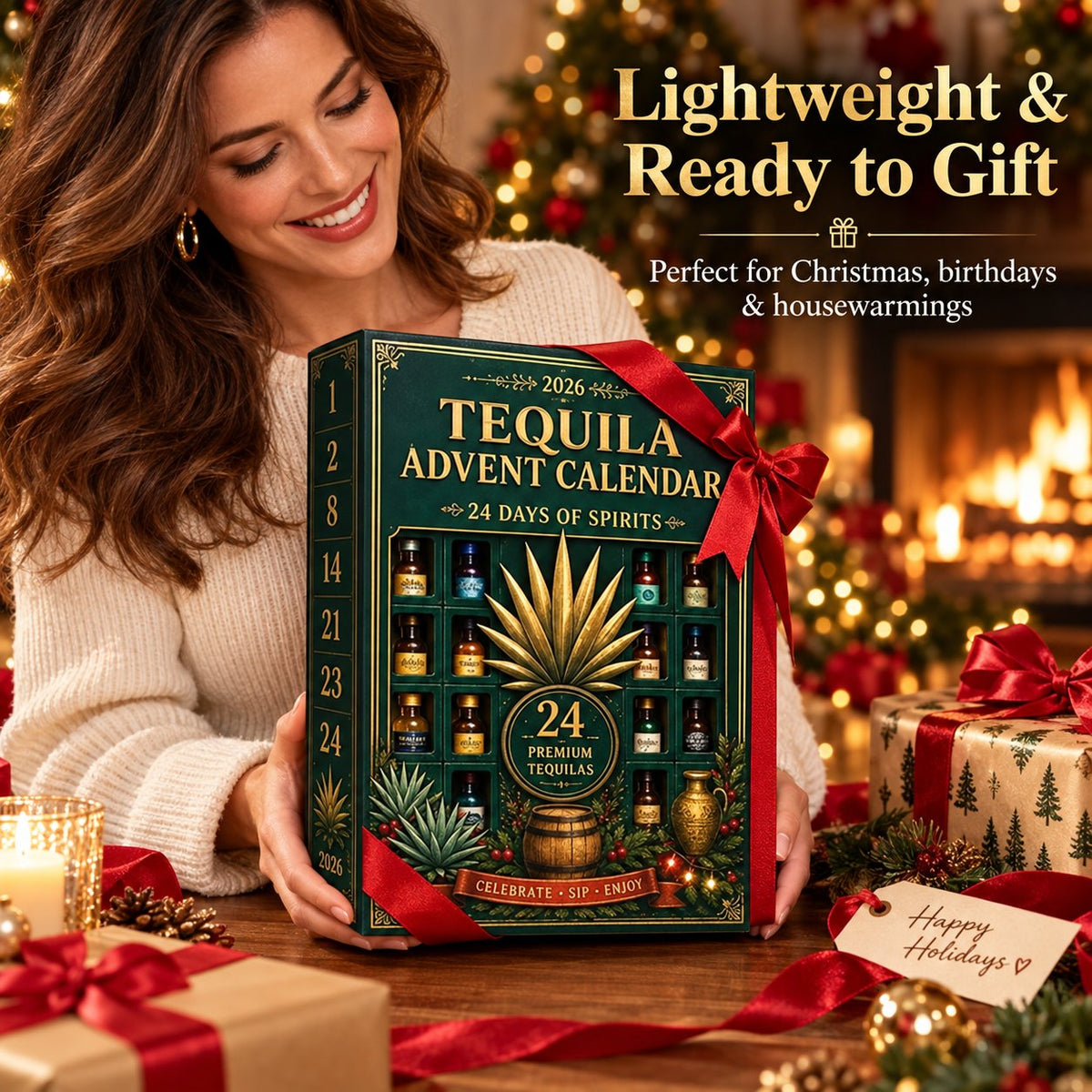 🎁✨ 24-Day Mini Tequila Bottle Advent Calendar – Holiday Countdown, Bar Decor & Collector Gift