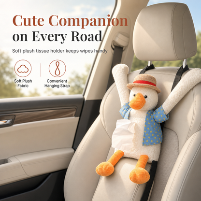 📢📢 50% OFF🧻Cute Plush Duck Car Tissue Holder – Hanging Cartoon Animal Tissue Dispenser for Car Interior Decor