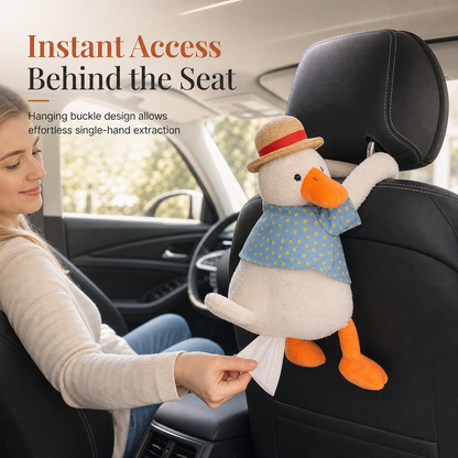📢📢 50% OFF🧻Cute Plush Duck Car Tissue Holder – Hanging Cartoon Animal Tissue Dispenser for Car Interior Decor