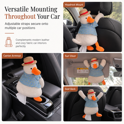 📢📢 50% OFF🧻Cute Plush Duck Car Tissue Holder – Hanging Cartoon Animal Tissue Dispenser for Car Interior Decor