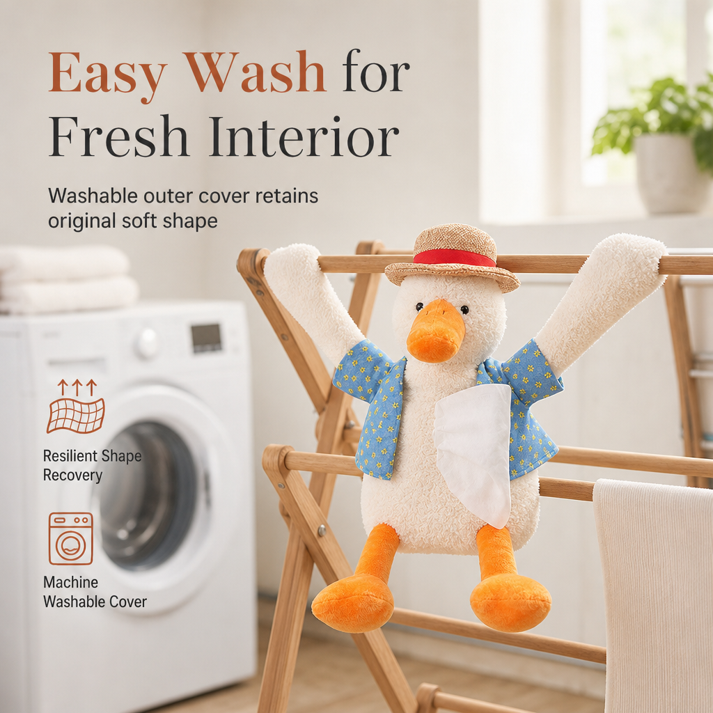 📢📢 50% OFF🧻Cute Plush Duck Car Tissue Holder – Hanging Cartoon Animal Tissue Dispenser for Car Interior Decor